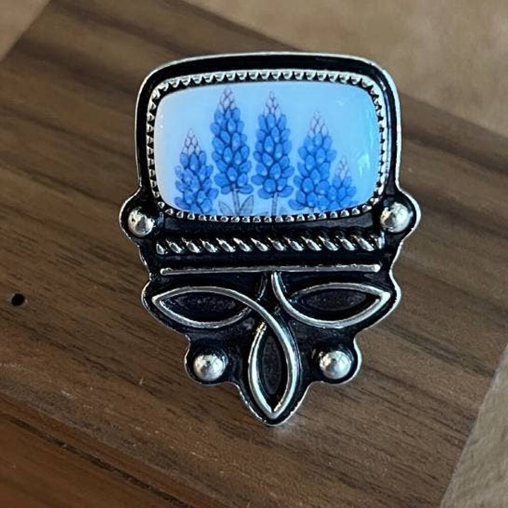 TIPI Bluebonnet Boot Stitch Cuff Ring – Silver Tone